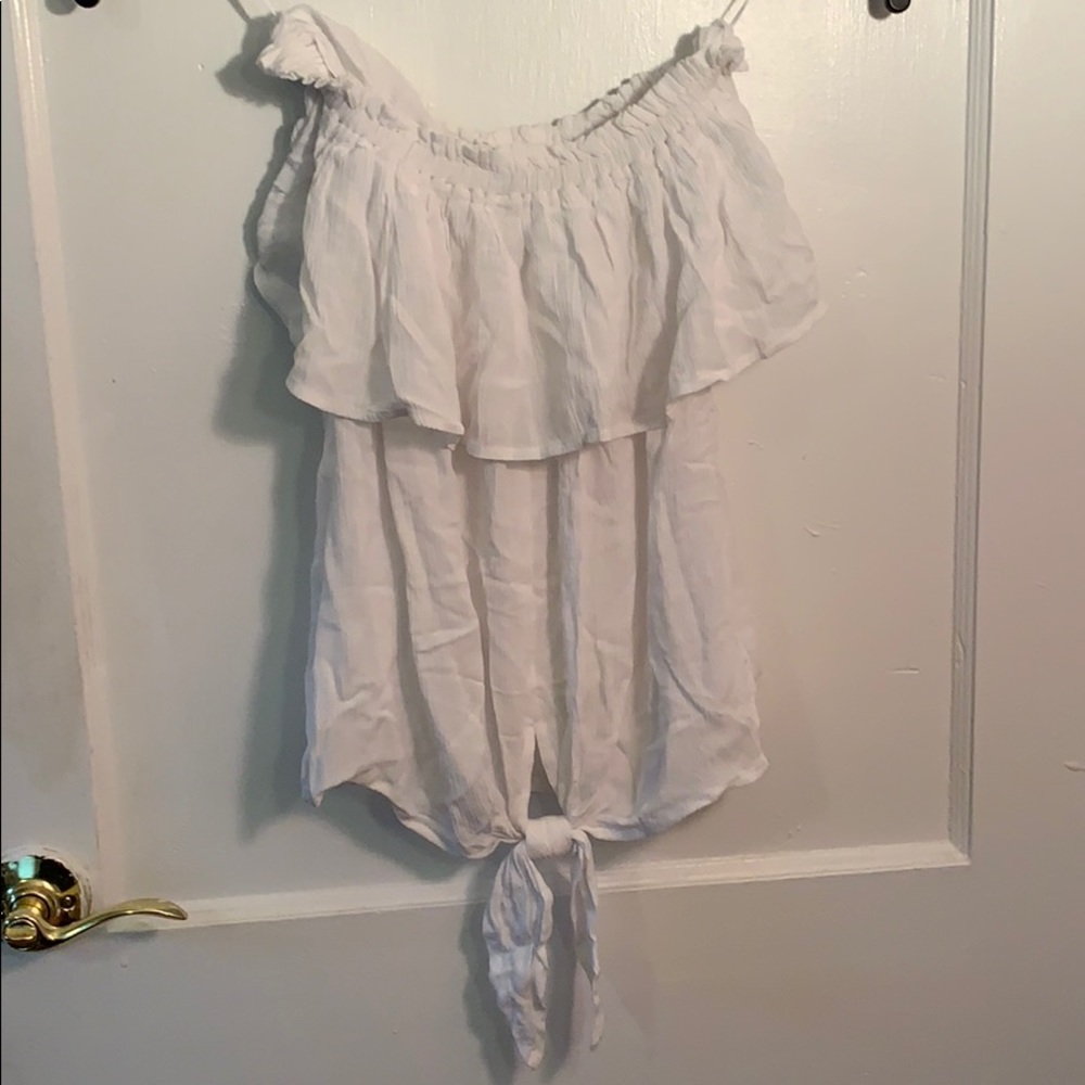 Express White Ruffle Blouse